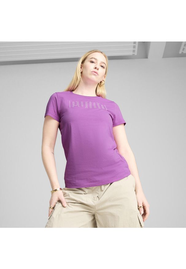 Puma - Damska koszulka PUMA SPORT z grafiką PUMA Wild Berry Purple. Kolor: fioletowy. Materiał: guma. Wzór: nadruk. Sport: fitness