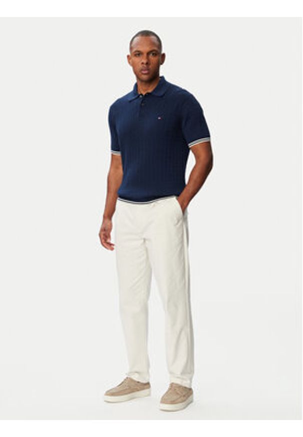 TOMMY HILFIGER - Tommy Hilfiger Polo MW0MW40701 Granatowy Regular Fit. Typ kołnierza: polo. Kolor: niebieski. Materiał: bawełna