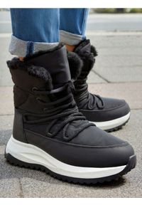 Sinsay - Botki ocieplane ze sztucznym futerkiem - czarny. Kolor: czarny. Materiał: futro #1