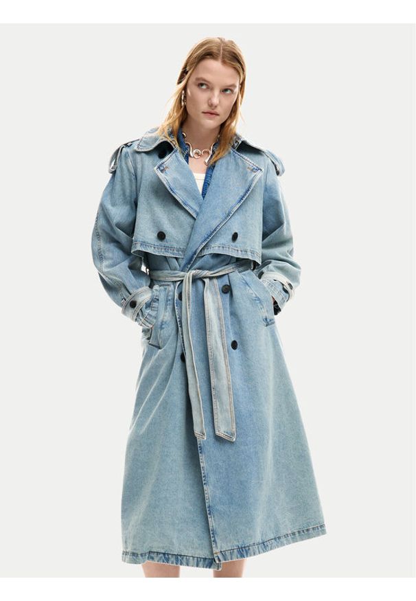 Desigual Trencz Vio 26SWED17 Niebieski Regular Fit. Kolor: niebieski. Materiał: bawełna