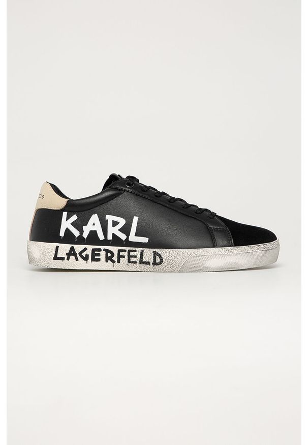 Karl Lagerfeld - Buty skórzane. Nosek buta: okrągły. Zapięcie: sznurówki. Kolor: czarny. Materiał: skóra. Szerokość cholewki: normalna