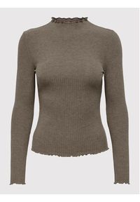 only - ONLY Bluzka Emma 15180040 Brązowy Slim Fit. Kolor: brązowy. Materiał: syntetyk #7