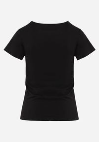 Born2be - Czarny Gładki T-shirt Bawełniany o Prostym Kroju z Okrągłym Dekoltem Chaffello. Okazja: na co dzień. Kolor: czarny. Materiał: bawełna. Długość: długie. Wzór: gładki. Styl: casual, klasyczny #8