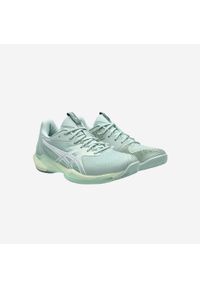 Asics - Buty tenisowe damskie ASICS Gel Solution Speed FF 3 na korty ziemne. Kolor: zielony, biały, wielokolorowy, żółty. Materiał: kauczuk. Sport: tenis