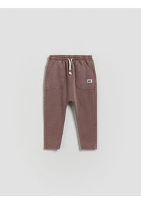 Reserved - Bawełniane legginsy - fioletowy. Kolor: fioletowy. Materiał: bawełna #1