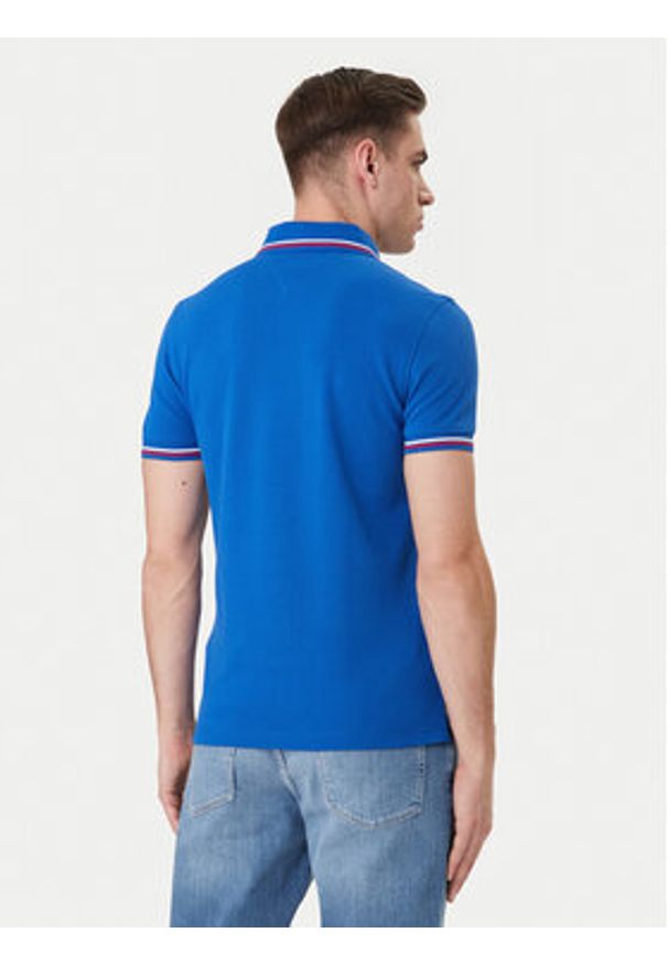 TOMMY HILFIGER - Tommy Hilfiger Polo Seasonal MW0MW39993 Niebieski Slim Fit. Typ kołnierza: polo. Kolor: niebieski. Materiał: bawełna