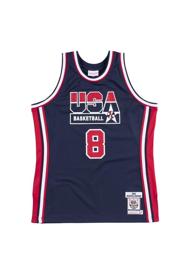 Mitchell & Ness - Autentyczny strój Team USA Scottie Pippen. Kolor: niebieski. Materiał: jersey. Sport: koszykówka