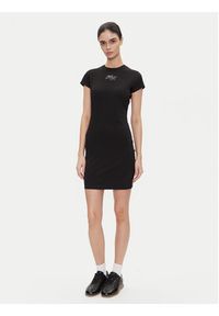 Hugo - HUGO Sukienka codzienna 50537240 Czarny Slim Fit. Okazja: na co dzień. Kolor: czarny. Materiał: bawełna. Typ sukienki: proste. Styl: casual #6