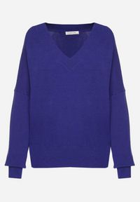 Born2be - Granatowy Sweter z Dekoltem w V z Domieszką Kaszmiru Mariara. Okazja: na co dzień. Typ kołnierza: dekolt w kształcie V. Kolor: niebieski. Materiał: kaszmir. Wzór: bez wzorów. Styl: casual #6