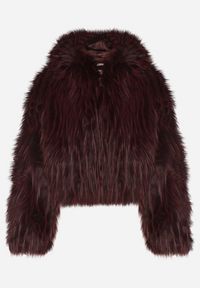 Born2be - Bordowa Kurtka Futerko na Suwak z Kapturem Zetale. Okazja: na spacer. Typ kołnierza: kaptur. Kolor: czerwony. Materiał: futro. Wzór: gładki #4