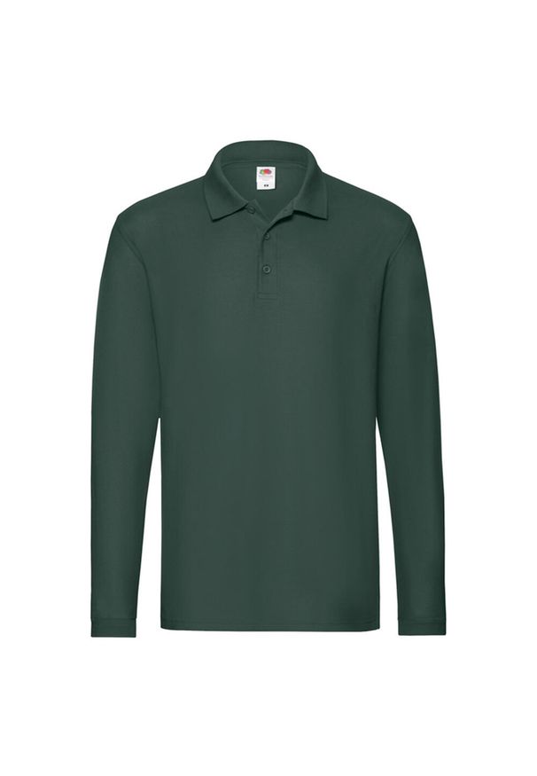 FRUIT OF THE LOOM - Męska Koszulka Polo Premium Z Długim Rękawem. Typ kołnierza: polo. Kolor: czerwony, wielokolorowy, zielony. Długość rękawa: długi rękaw. Długość: długie