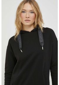 JOOP! - Joop! bluza damska kolor czarny z kapturem gładka. Typ kołnierza: kaptur. Kolor: czarny. Materiał: bawełna. Wzór: gładki
