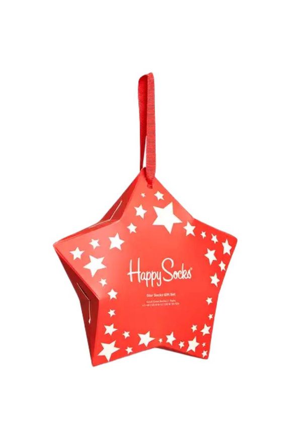 Happy-Socks - Zestaw Prezentowy Happy Socks 1-Pack Stars - Skarpetki Unisex z Bawełny. Kolor: czerwony. Materiał: poliester, poliamid, bawełna, elastan, włókno. Wzór: kolorowy