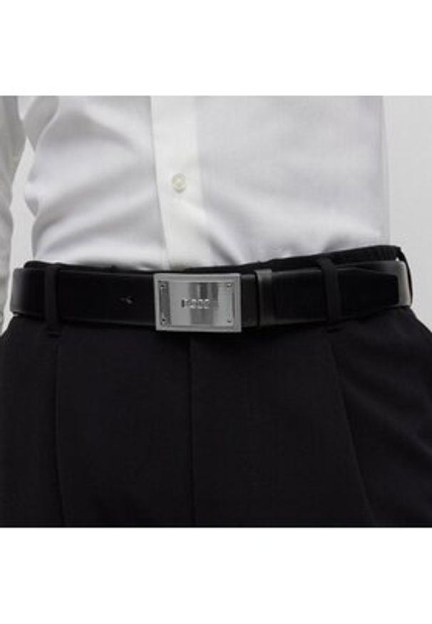 BOSS - Boss Pasek Męski 50496735 Czarny. Kolor: czarny. Materiał: skóra