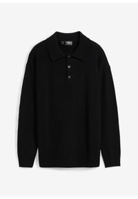 bonprix - Sweter chłopięcy z kołnierzykiem polo. Typ kołnierza: polo. Kolor: czarny