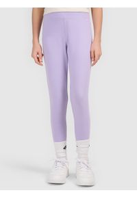 4f - 4F Legginsy dzianinowe dziewczęce - fioletowe 158 (12-13 lat). Okazja: na co dzień, na uczelnię, na spacer. Stan: podwyższony. Kolor: fioletowy. Materiał: dzianina. Sezon: lato. Styl: casual #2