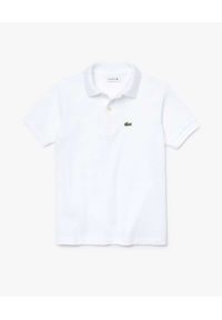 Lacoste - LACOSTE - Biała koszulka polo Regular Fit. Typ kołnierza: polo. Kolor: biały. Materiał: bawełna, prążkowany #2