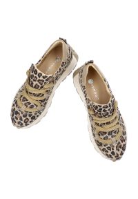 Brązowe Sneakersy Armodo Eleganckie Obuwie Damskie Panterka. Okazja: na co dzień. Kolor: brązowy. Materiał: zamsz, jeans. Wzór: motyw zwierzęcy. Styl: elegancki #3