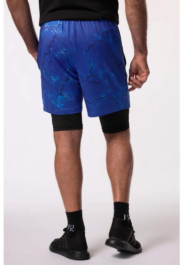 JAY-PI - Męskie Bermudy funkcyjne Iron Anvil fitness szybkoschnące do roz. 7XL. Kolekcja: plus size. Kolor: niebieski. Materiał: elastan, poliester, materiał. Długość: długie. Wzór: nadruk. Sport: fitness