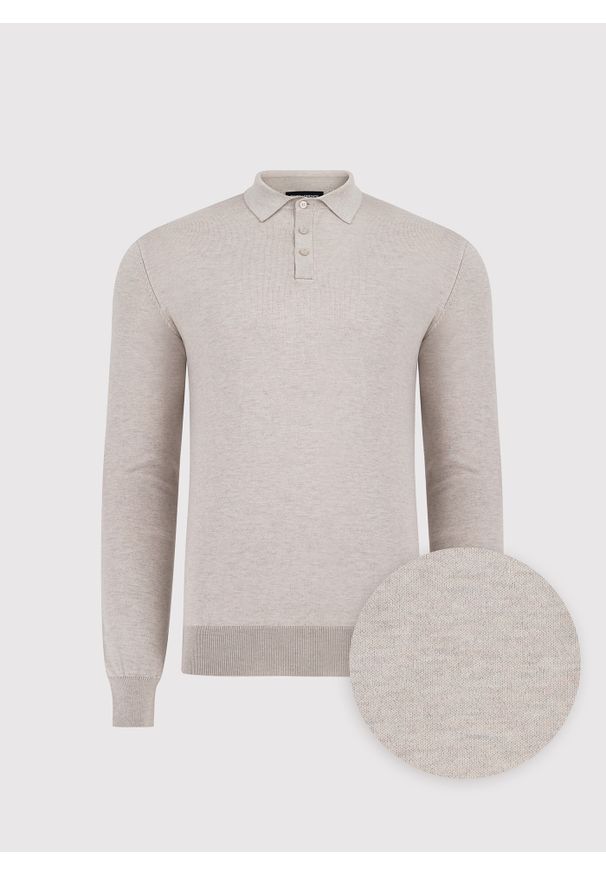 Pako Lorente - Sweter polo w kolorze beżowym. Okazja: na co dzień. Typ kołnierza: polo. Kolor: beżowy. Materiał: wiskoza, poliamid. Sezon: jesień. Styl: casual