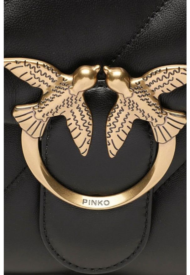 Pinko - PINKO Czarna pikowana torebka Love Puff Big. Kolor: czarny. Materiał: pikowane