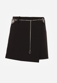 Renee - Czarne Spódnico-Szorty z Metalicznymi Sercami przy Łańcuszku Meztila. Kolor: czarny #5