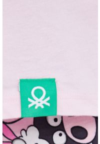 United Colors of Benetton Longsleeve piżamowy bawełniany kolor różowy. Kolor: różowy. Materiał: bawełna. Długość: długie. Wzór: nadruk #4