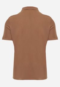 Born2be - Brązowa Gładka Koszulka Polo o Klasycznym Kroju Sinopea. Okazja: na co dzień, do pracy, na spotkanie biznesowe. Typ kołnierza: polo. Kolor: brązowy. Materiał: jeans. Wzór: gładki. Styl: klasyczny #6