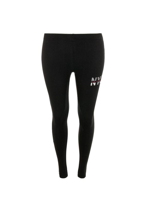 ELEVN - Damskie legginsy z wysokim stanem, czarne, slim, nadruk. Stan: podwyższony. Kolor: czarny. Materiał: dzianina, bawełna. Wzór: nadruk