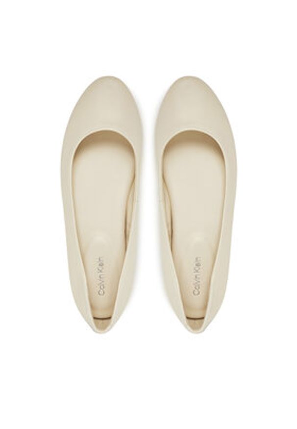 Calvin Klein Baleriny Flat Mary Jane - Lth HW0HW02341 Écru. Materiał: skóra