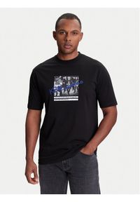 Karl Lagerfeld - KARL LAGERFELD T-Shirt 755143 553225 Czarny Regular Fit. Typ kołnierza: dekolt w karo. Kolor: czarny. Materiał: bawełna