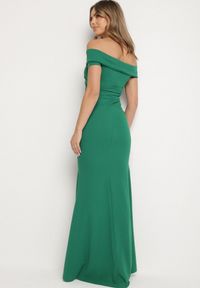 Born2be - Zielona Koktajlowa Sukienka z Hiszpańskim Dekoltem Erpollia. Okazja: na imprezę. Kolor: zielony. Styl: wizytowy #5