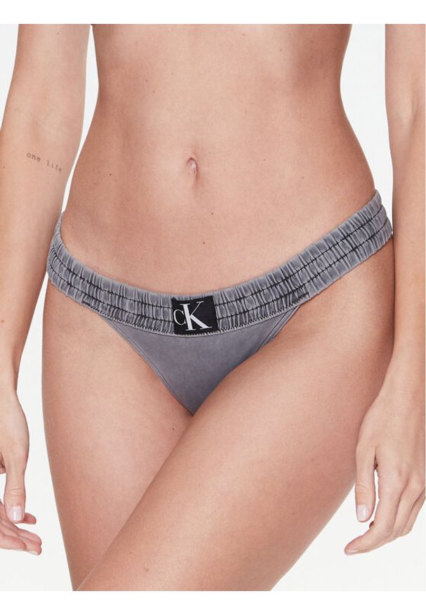Calvin Klein Swimwear Dół od bikini KW0KW02065 Szary. Kolor: szary. Materiał: syntetyk