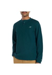 Koszulka męska New Balance Numeric MT51958AAV - zielona. Kolor: zielony. Materiał: materiał, bawełna, poliester. Długość rękawa: długi rękaw #1