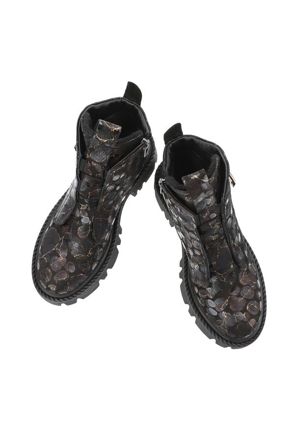 Czarne Botki Artiker Stylowe Obuwie Damskie. Okazja: na co dzień. Kolor: czarny. Materiał: skóra. Styl: elegancki