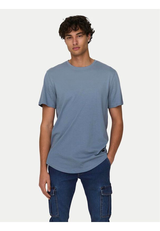 Only & Sons T-Shirt Matt 22002973 Niebieski Regular Fit. Kolor: niebieski. Materiał: bawełna