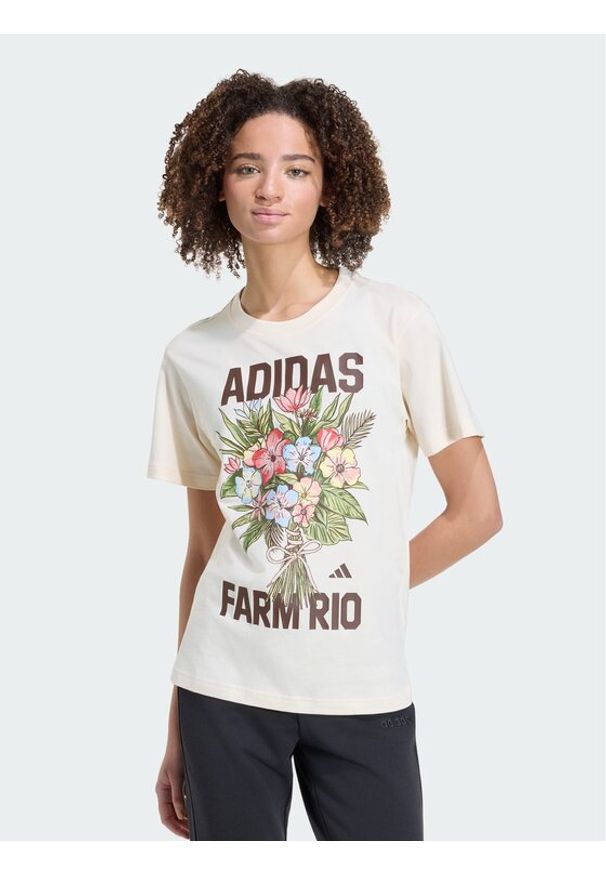 Adidas - adidas T-Shirt Fram Rio Graphic KR0280 Kremowy Regular Fit. Kolor: kremowy. Materiał: bawełna