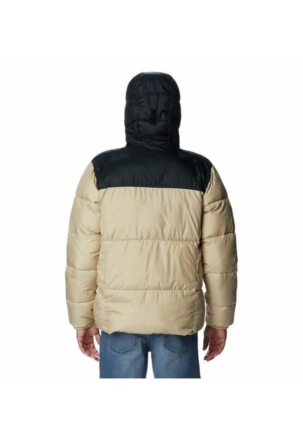 columbia - Kurtka Puchowa Męska Columbia Puffect Hooded Jacket. Kolor: beżowy. Materiał: puch. Sezon: zima