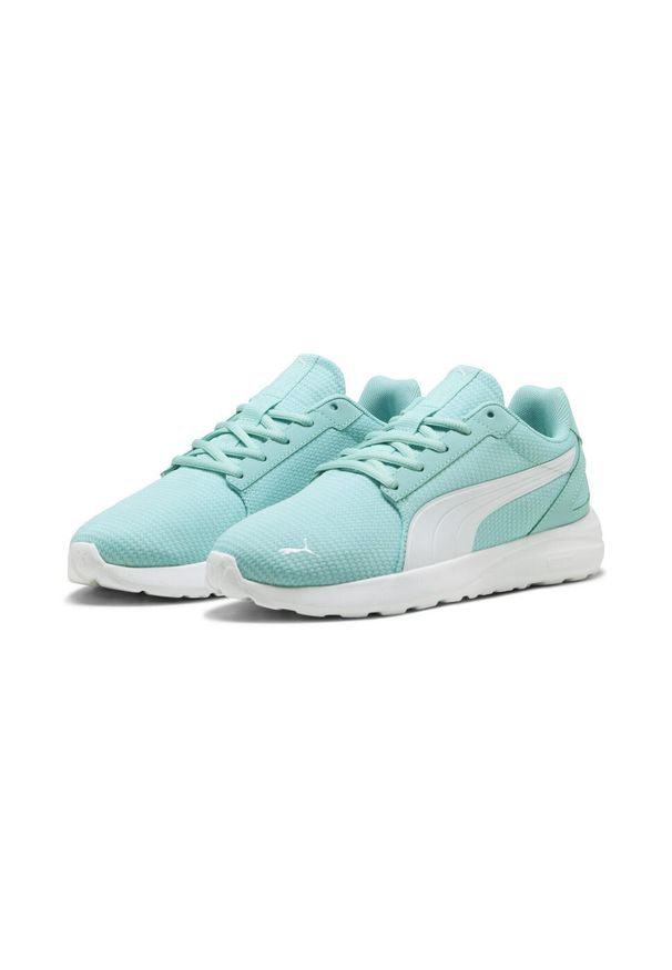 Puma - Damskie sneakersy SOFTRIDE Cosmic PUMA Safe Lake White Blue. Kolor: biały. Materiał: syntetyk, skóra, nubuk. Szerokość cholewki: normalna