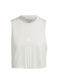 Adidas - Train Essentials Train Cotton 3-Stripes Crop Tank Top. Kolor: szary, wielokolorowy, biały. Materiał: materiał. Długość rękawa: bez rękawów