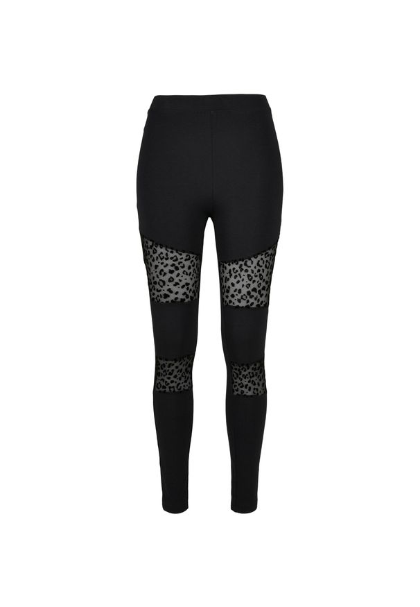 Legginsy damskie Urban Classics flock lace inset (grandes tailles). Kolor: czarny. Materiał: koronka. Wzór: koronka