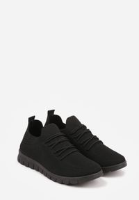 Born2be - Czarne Sznurowane Buty Sportowe Sneakersy z Siateczki Caeolea. Okazja: na co dzień. Kolor: czarny. Materiał: jeans. Sport: fitness, joga i pilates #6