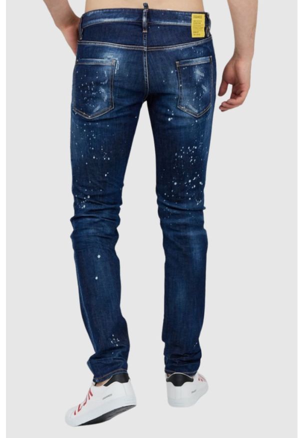 DSQUARED2 Granatowe jeansy męskie cool guy jean. Kolor: niebieski. Wzór: aplikacja