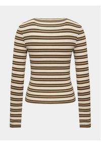 BDG Urban Outfitters Bluza Striped Crew Neck Ls 77096915 Beżowy Slim Fit. Kolor: beżowy. Materiał: bawełna
