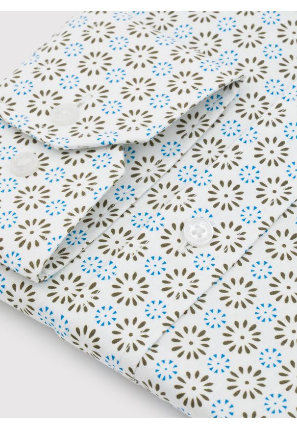 Pako Lorente - PAKO LORENTE - Biała koszula mikrowzór. Kolor: biały. Materiał: bawełna, elastan. Długość rękawa: długi rękaw. Długość: długie. Sezon: jesień