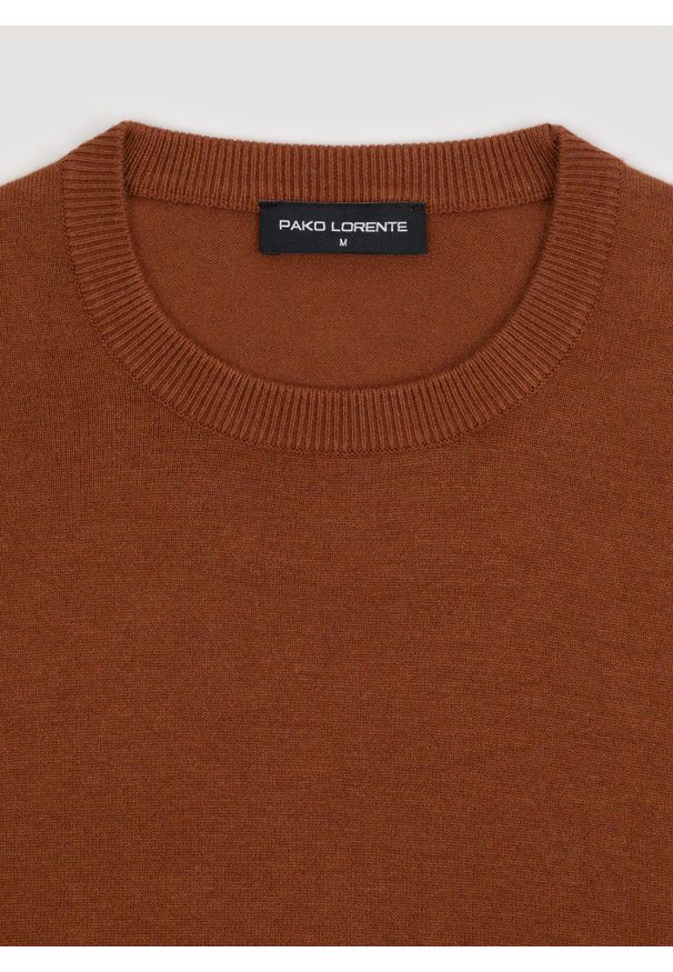 Pako Lorente - PAKO LORENTE – Rudy sweter męski. Okazja: na co dzień. Kolor: niebieski, brązowy. Materiał: nylon, wiskoza. Sezon: jesień. Styl: casual