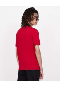 Armani Exchange - ARMANI EXCHANGE - Czerwony t-shirt z dużym nadrukiem. Kolor: czerwony. Materiał: materiał. Wzór: nadruk #3