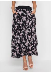 bonprix - Spódnica maxi z wiskozy. Kolor: czarny. Materiał: wiskoza. Długość: długie