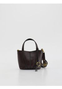 Reserved - Torebka shopper z zawieszką - mahoniowy. Kolor: brązowy. Materiał: skórzane #1