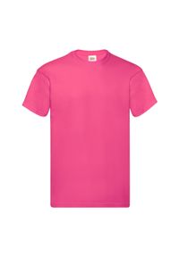 FRUIT OF THE LOOM - Oryginalna Koszulka Męska. Kolor: różowy. Sport: turystyka piesza